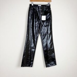 Pistola Black Faux Leather Straight Leg Pants Size 26